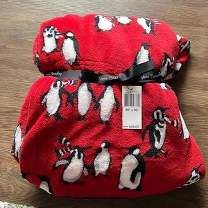 Vera Bradley Playful Penguins Red Throw Blanket